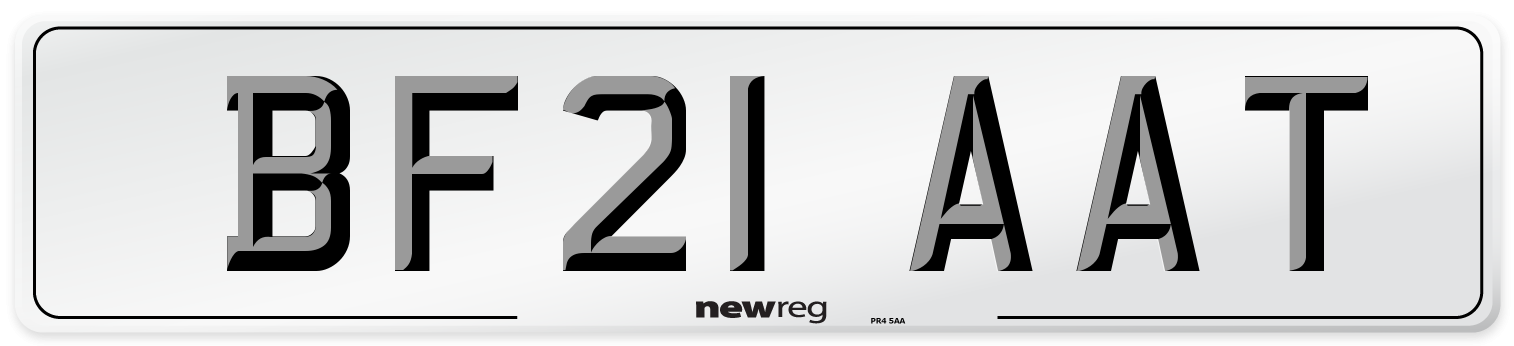 BF21 AAT Number Plate from New Reg